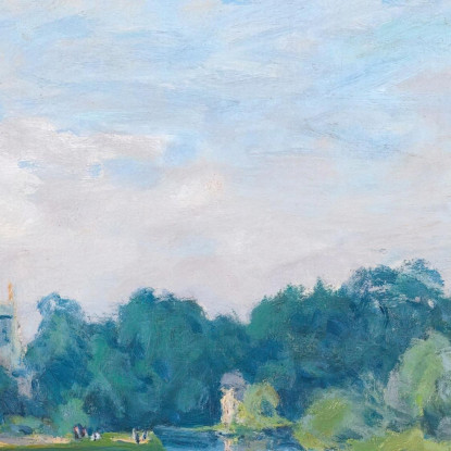 Il Tamigi Con La Chiesa Di Hampton Alfred Sisley asi35 quadro stampato su tela