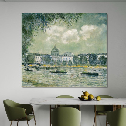 Paesaggio Lungo La Senna Con L’Institut De France E Il Pont Des Arts Alfred Sisley asi36 quadro stampato su tela