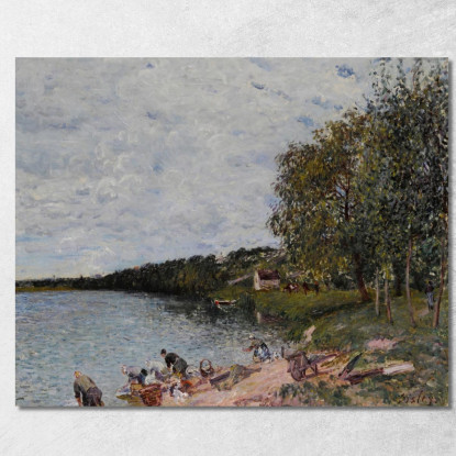 Lavandaie Vicino A Champagne Alfred Sisley asi38 quadro stampato su tela