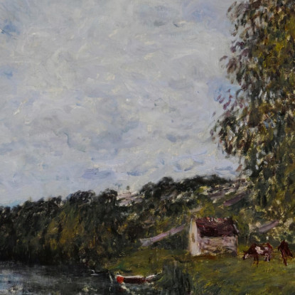 Lavandaie Vicino A Champagne Alfred Sisley asi38 quadro stampato su tela