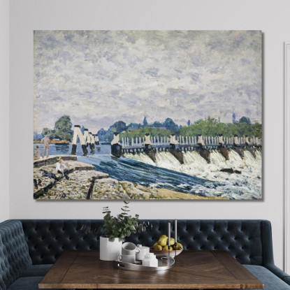 La Diga Di Molesey Hampton Court Alfred Sisley asi58 quadro stampato su tela