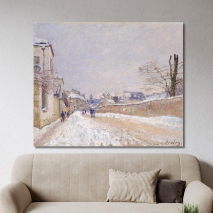 Rue Eugène Moussoir A Moret Inverno Alfred Sisley asi67 quadro stampato su tela