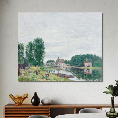 Il Cantiere Navale Matrat A Moret-Sur-Loing Tempo Piovoso Alfred Sisley asi83 quadro stampato su tela