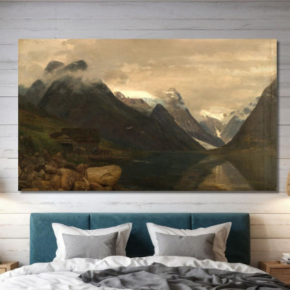 Montagne Di Fjærland Sogn Amaldus Nielsen ani46 quadro stampato su tela