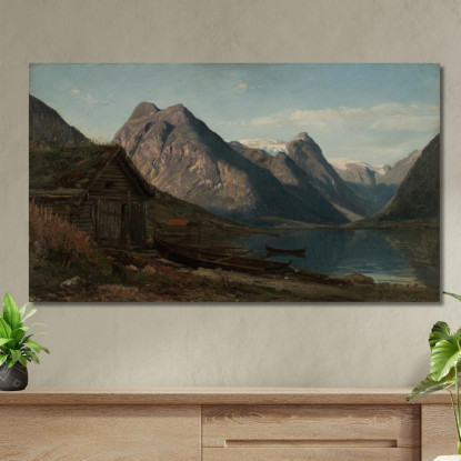 Dal Fiordo Di Fjaerland Ghiacciaio Supphellebreen Amaldus Nielsen ani61 quadro stampato su tela