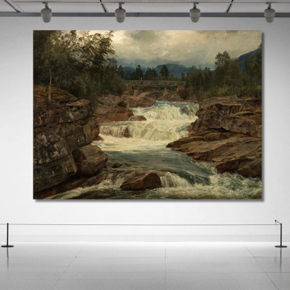 Cascata Di Hornindal Nordfjord Amaldus Nielsen ani132 quadro stampato su tela