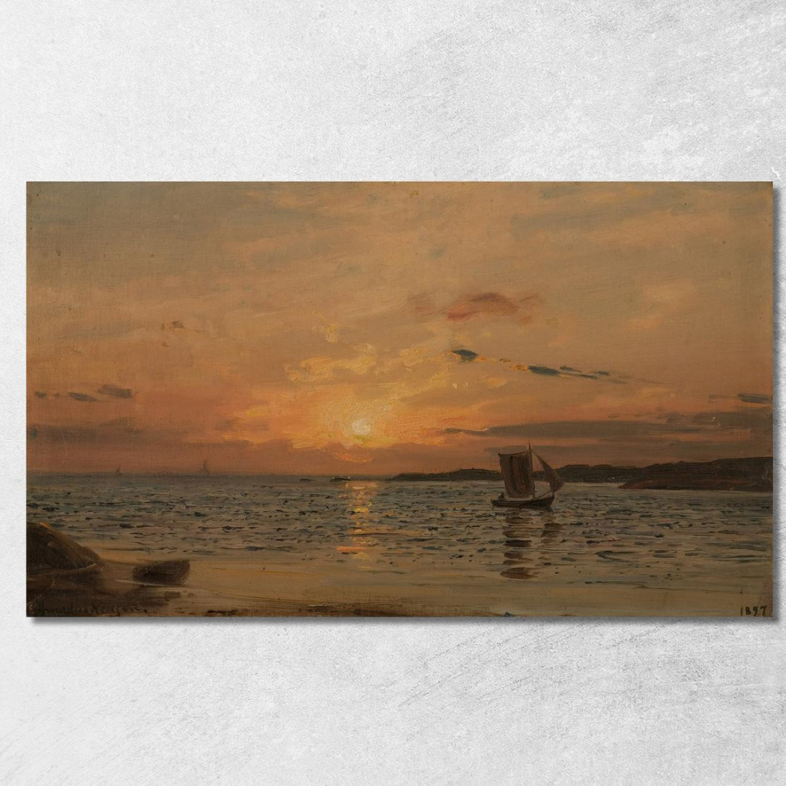 Tramonto Hvaler Amaldus Nielsen ani203 quadro stampato su tela