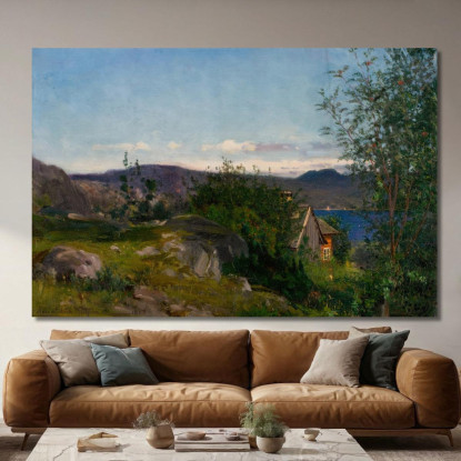 A Gjermundshavn Hardanger Amaldus Nielsen ani227 quadro stampato su tela