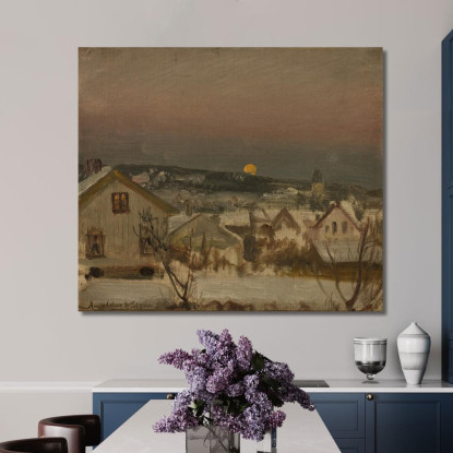 Sera D'Inverno Dalla Finestra Dello Studio Amaldus Nielsen ani231 quadro stampato su tela