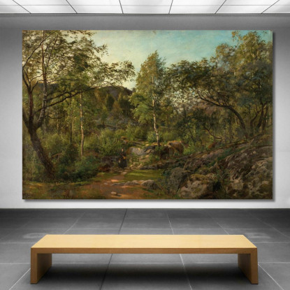 Ulvegildeskogen Mandal Amaldus Nielsen ani234 quadro stampato su tela
