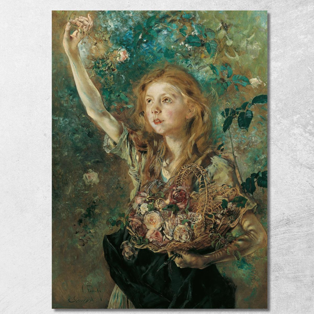 La Raccoglitrice Di Rose Anton Romako arm23 quadro stampato su tela La Raccoglitrice Di Rose Anton Romako arm23 quadro stampato su tela
