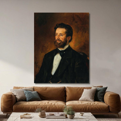 Ritratto Dell'Architetto Johann De Colle (1840-1889) Anton Romako arm45 quadro stampato su tela