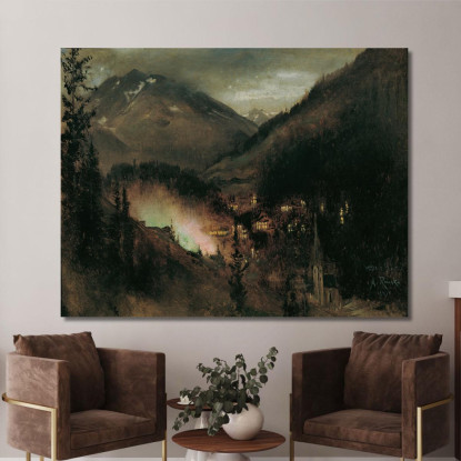 Wildbad Gastein Di Sera Con Illuminazione Bengala Anton Romako arm60 quadro stampato su tela
