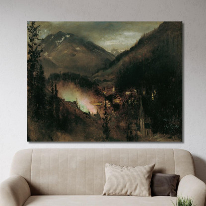 Wildbad Gastein Di Sera Con Illuminazione Bengala Anton Romako arm60 quadro stampato su tela