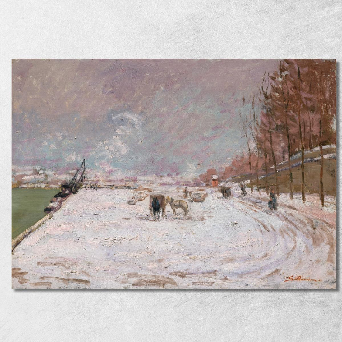 Quai Saint-Bernard Sotto La Neve Parigi Armand Guillaumin agl78 quadro stampato su tela Quai Saint-Bernard Sotto La Neve Parigi Armand Guillaumin agl78 quadro stampato su tela