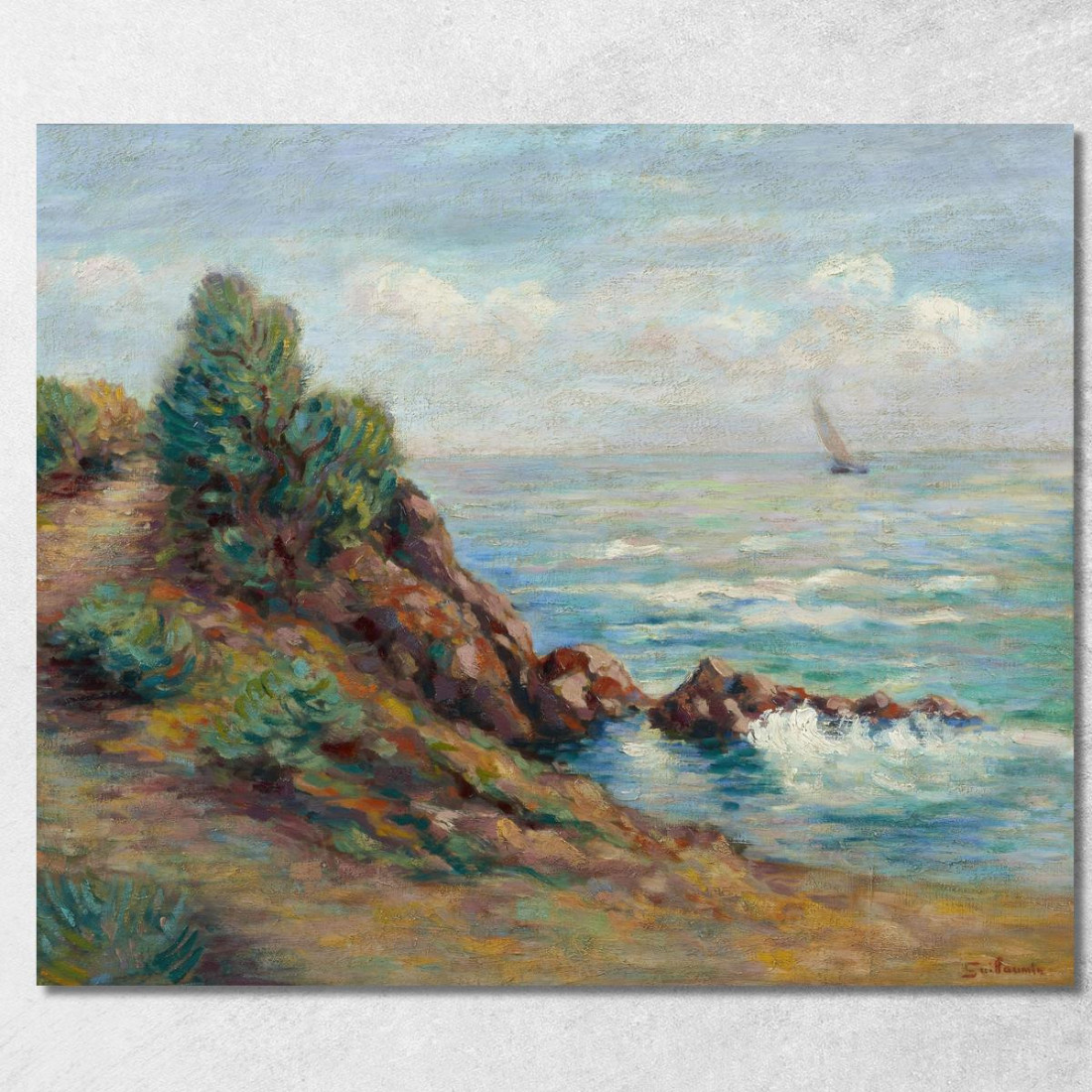 Barca A Vela Ad Agay Armand Guillaumin agl96 quadro stampato su tela Barca A Vela Ad Agay Armand Guillaumin agl96 quadro stampato su tela