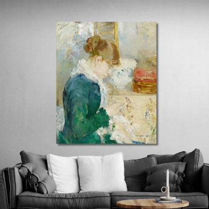 Donna Che Cuce Berthe Morisot bmr9 quadro stampato su tela