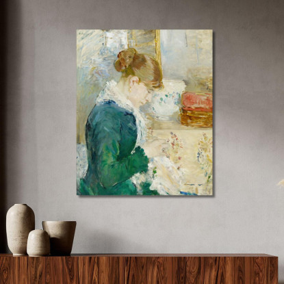 Donna Che Cuce Berthe Morisot bmr9 quadro stampato su tela