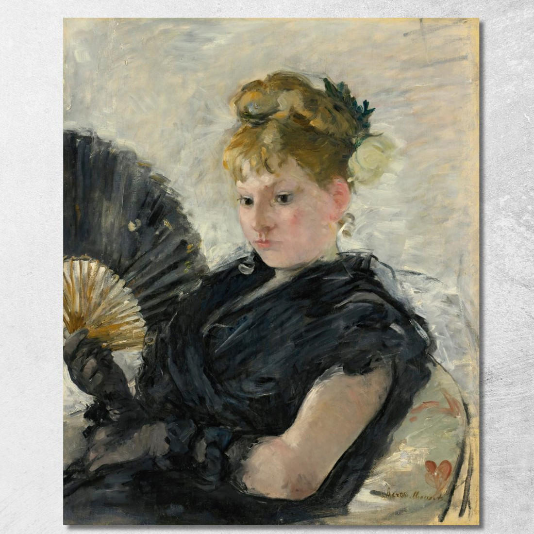 Donna Con Ventaglio Berthe Morisot bmr10 quadro stampato su tela Donna Con Ventaglio Berthe Morisot bmr10 quadro stampato su tela