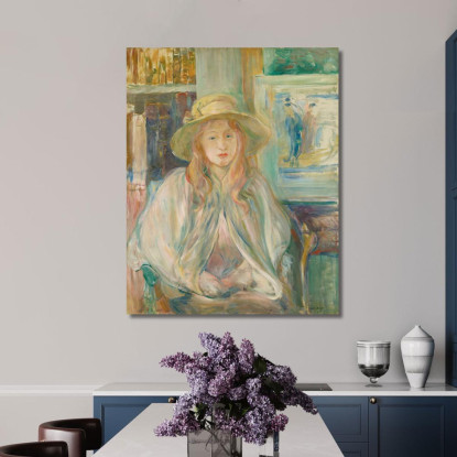 Bambina Con Cappello Di Paglia Berthe Morisot bmr11 quadro stampato su tela