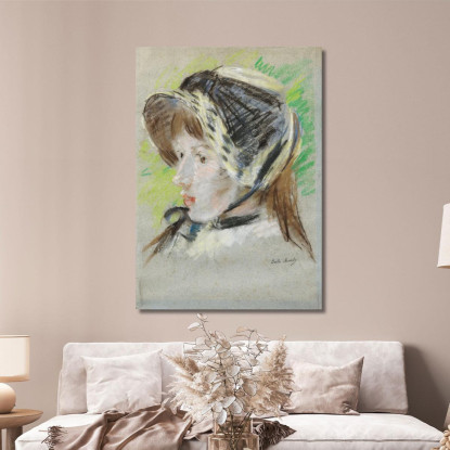 Jeanne Pontillon Con Cappellina Berthe Morisot bmr16 quadro stampato su tela