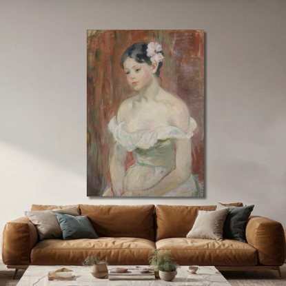 Giovane Ragazza Scollata Con Fiore Nei Capelli Berthe Morisot bmr17 quadro stampato su tela