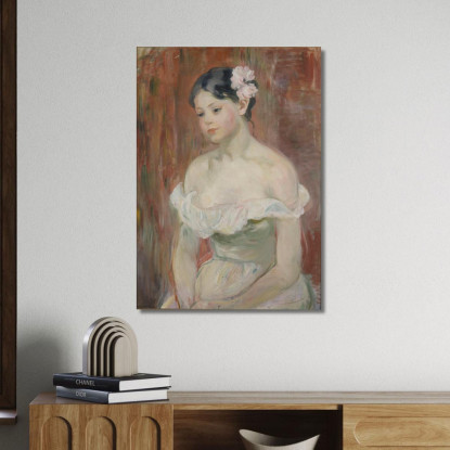 Giovane Ragazza Scollata Con Fiore Nei Capelli Berthe Morisot bmr17 quadro stampato su tela
