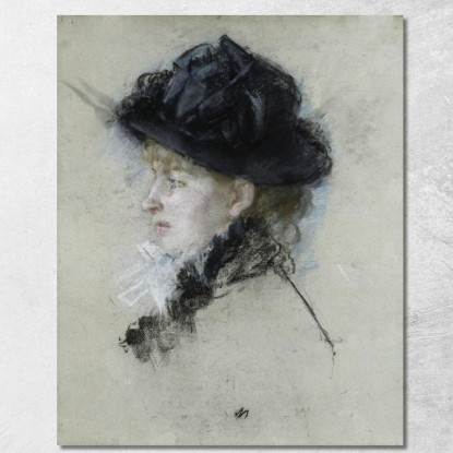 Mademoiselle Louise Riesener Con Cappello Berthe Morisot bmr22 quadro stampato su tela