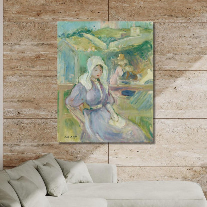 Sulla Spiaggia A Portrieux Berthe Morisot bmr33 quadro stampato su tela