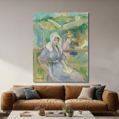 Sulla Spiaggia A Portrieux Berthe Morisot bmr33 quadro stampato su tela