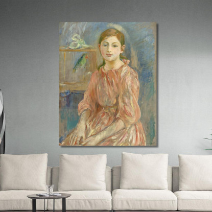 La Figlia Dell'Artista Con Un Pappagallino Berthe Morisot bmr34 quadro stampato su tela