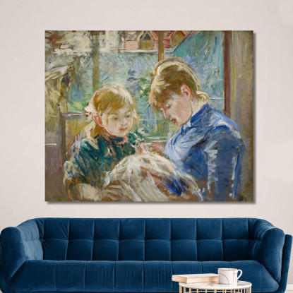 La Figlia Dell'Artista Julie Con La Sua Bambinaia Berthe Morisot bmr35 quadro stampato su tela