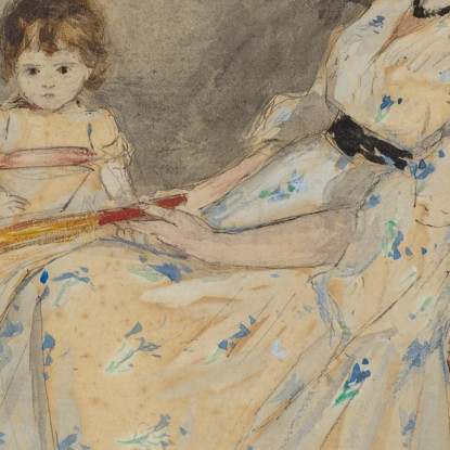 La Sorella Dell'Artista Edma Con Sua Figlia Jeanne Berthe Morisot bmr38 quadro stampato su tela
