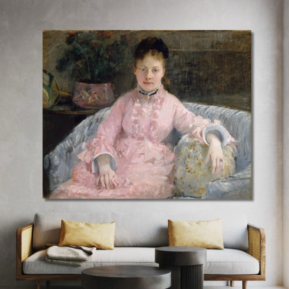 L'Abito Rosa (Albertie-Marguerite Carré Poi Madame Ferdinand-Henri Himmes 1854-1935) Berthe Morisot bmr46 quadro stampato su te