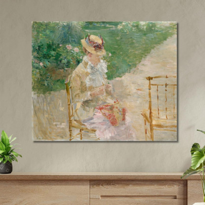 Giovane Donna Che Lavora A Maglia Berthe Morisot bmr58 quadro stampato su tela