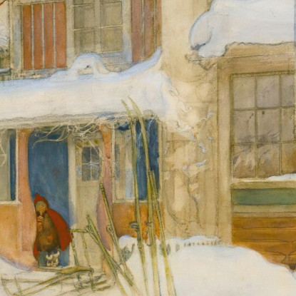 Il Mio Cottage Di Campagna In Inverno A Sundborn Carl Larsson clr38 quadro stampato su tela