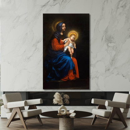 Madonna Col Bambino Carlo Dolci cdl5 quadro stampato su tela
