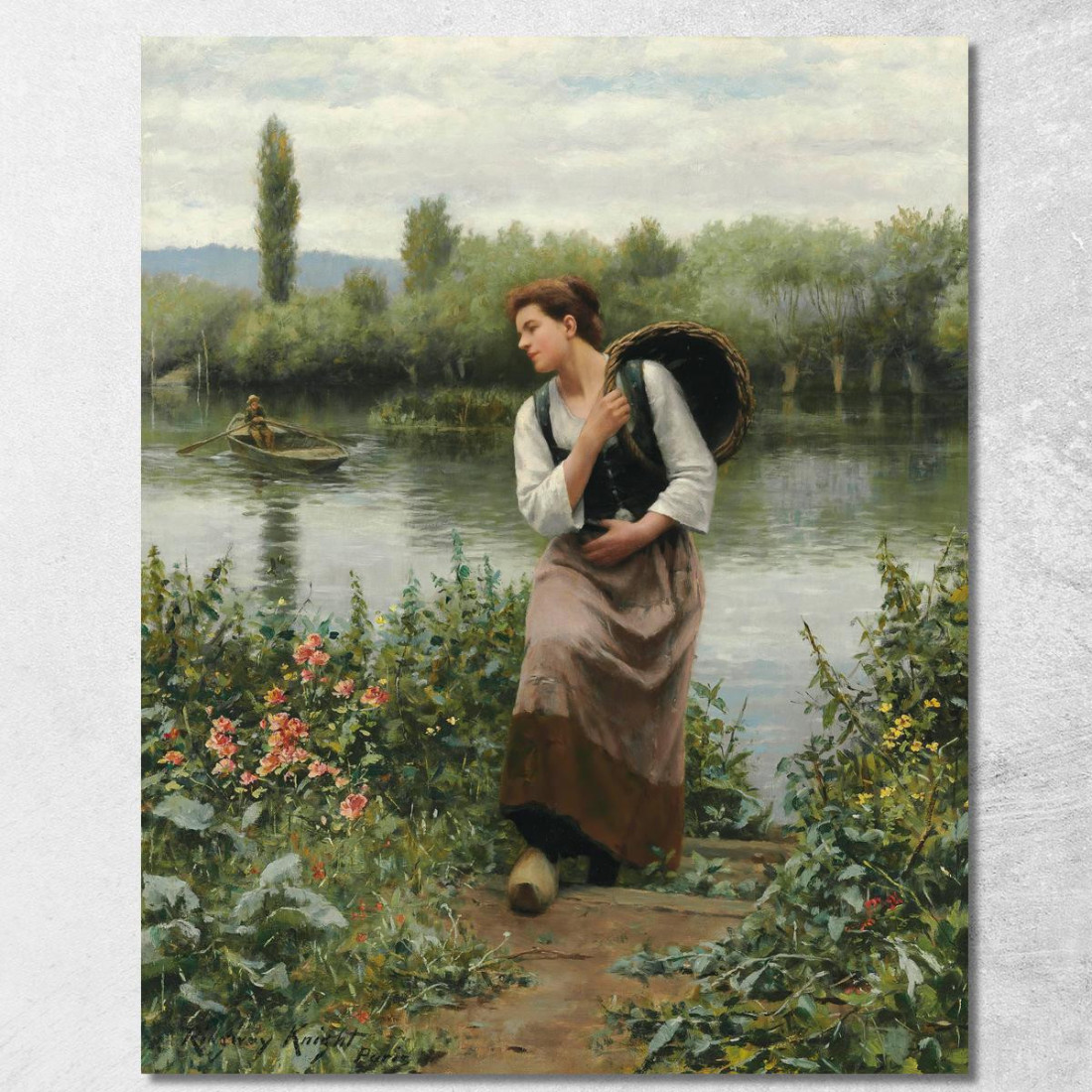 Donna Con Un Cesto Daniel Ridgway Knight drk1 quadro stampato su tela