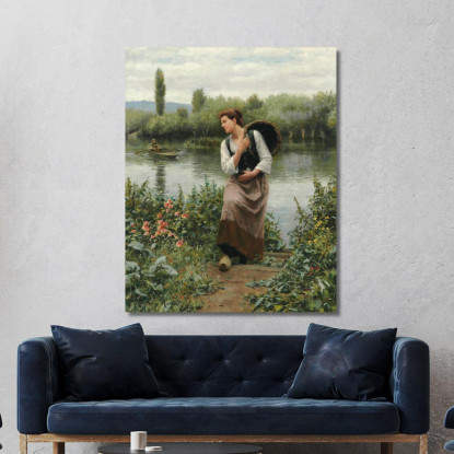 Donna Con Un Cesto Daniel Ridgway Knight drk1 quadro stampato su tela