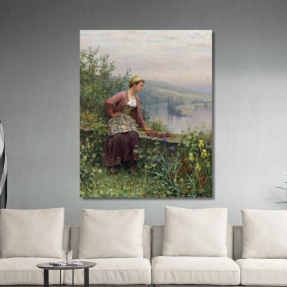 Ragazza Bretone Che Osserva Un Ruscello Daniel Ridgway Knight drk4 quadro stampato su tela