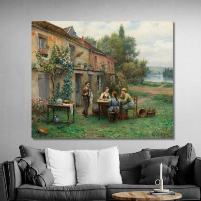 Caffè In Giardino Daniel Ridgway Knight drk7 quadro stampato su tela