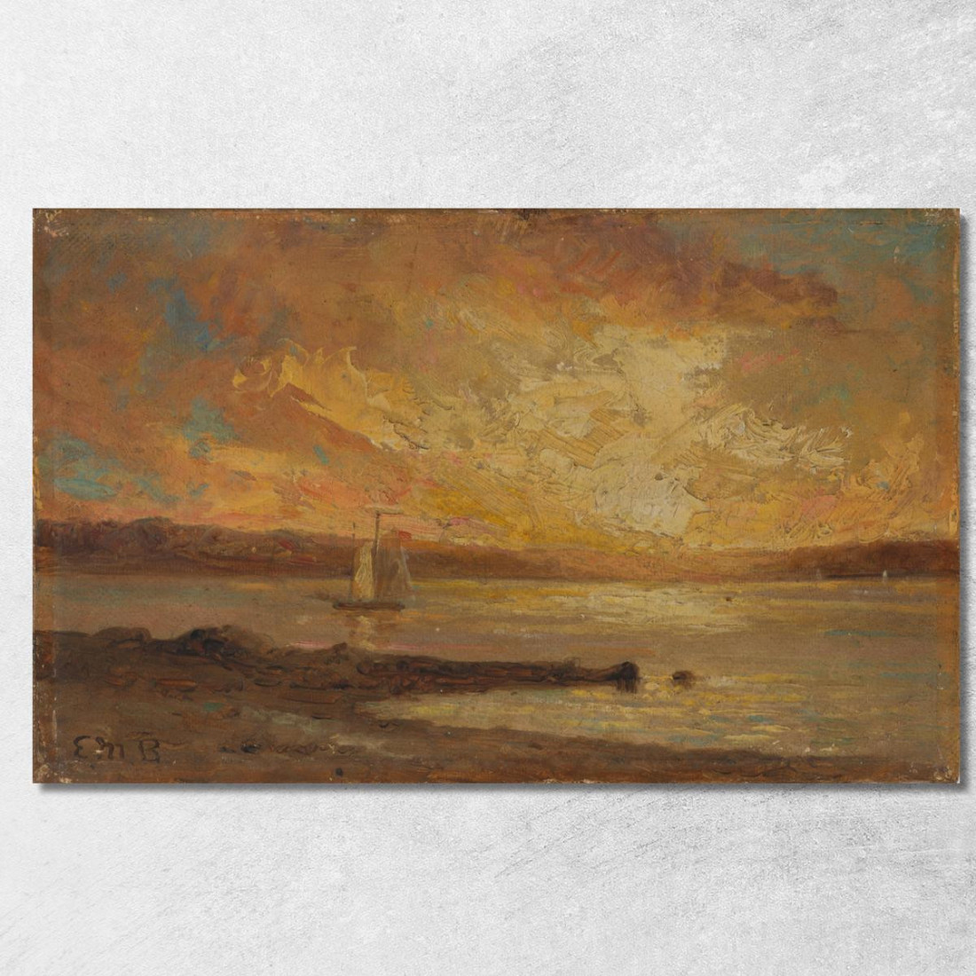 Barca Sul Mare Edward Mitchell Bannister emb2 quadro stampato su tela Barca Sul Mare Edward Mitchell Bannister emb2 quadro stampato su tela
