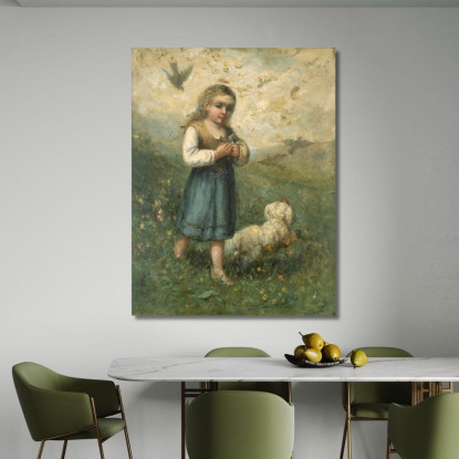 Bambino Con Uccelli E Cane Edward Mitchell Bannister emb4 quadro stampato su tela