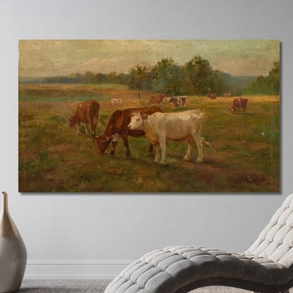 Mucche Edward Mitchell Bannister emb5 quadro stampato su tela