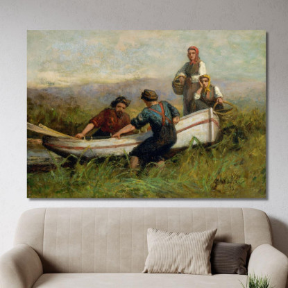 Persone Vicino Alla Barca Edward Mitchell Bannister emb21 quadro stampato su tela