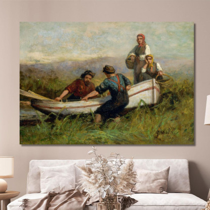 Persone Vicino Alla Barca Edward Mitchell Bannister emb21 quadro stampato su tela
