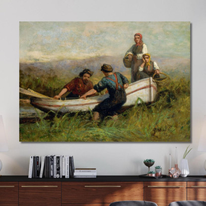 Persone Vicino Alla Barca Edward Mitchell Bannister emb21 quadro stampato su tela