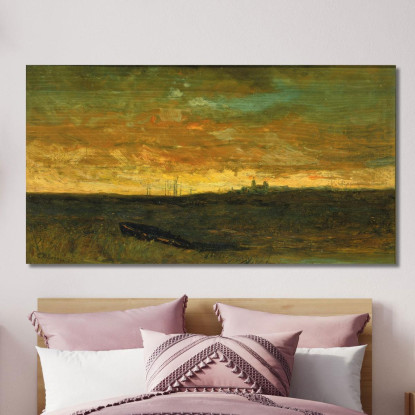 Scena Al Tramonto Edward Mitchell Bannister emb31 quadro stampato su tela