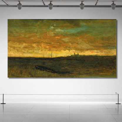 Scena Al Tramonto Edward Mitchell Bannister emb31 quadro stampato su tela