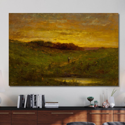 Tramonto Edward Mitchell Bannister emb32 quadro stampato su tela